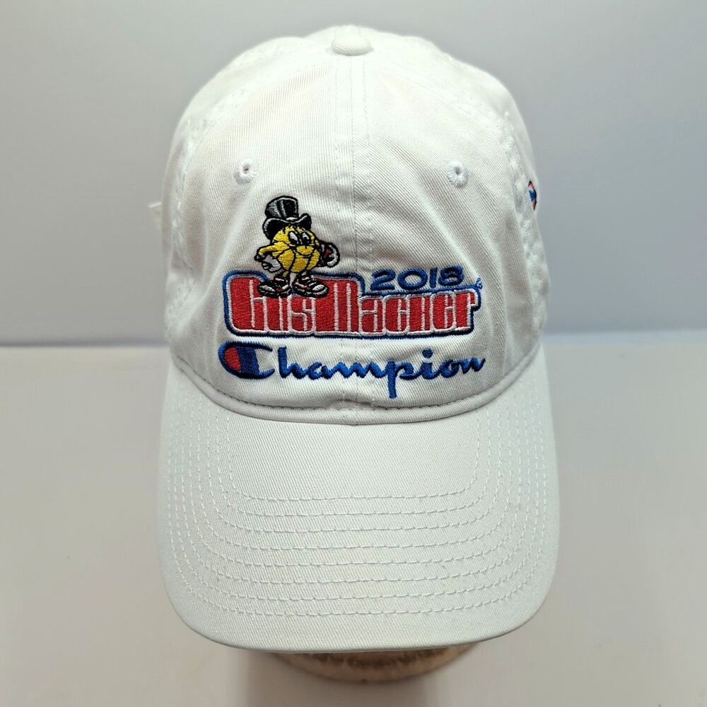 2018 Gus Macker Champion Adjustable StrapBack Hat Basketball Cap White